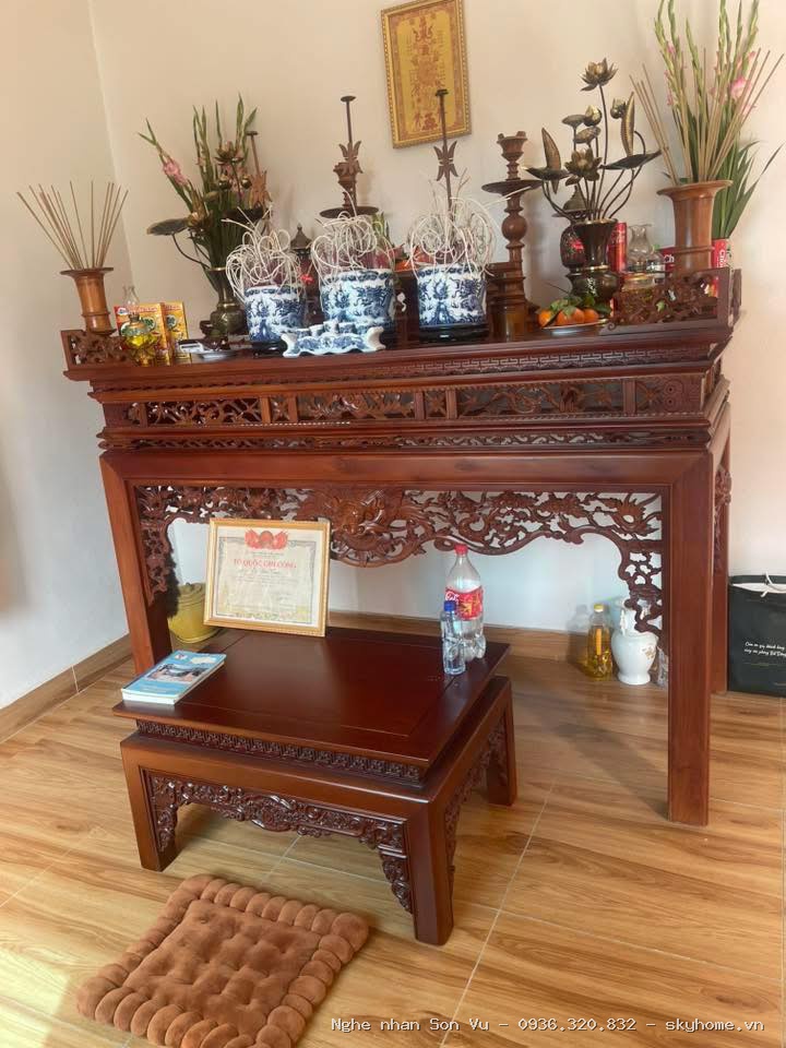 Bàn thờ gia tiên gỗ hương Phúc Lộc - Chế tác bởi Nghệ nhân Sơn Vũ